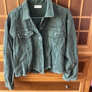 Olive green altar’d state corduroy button up shacket